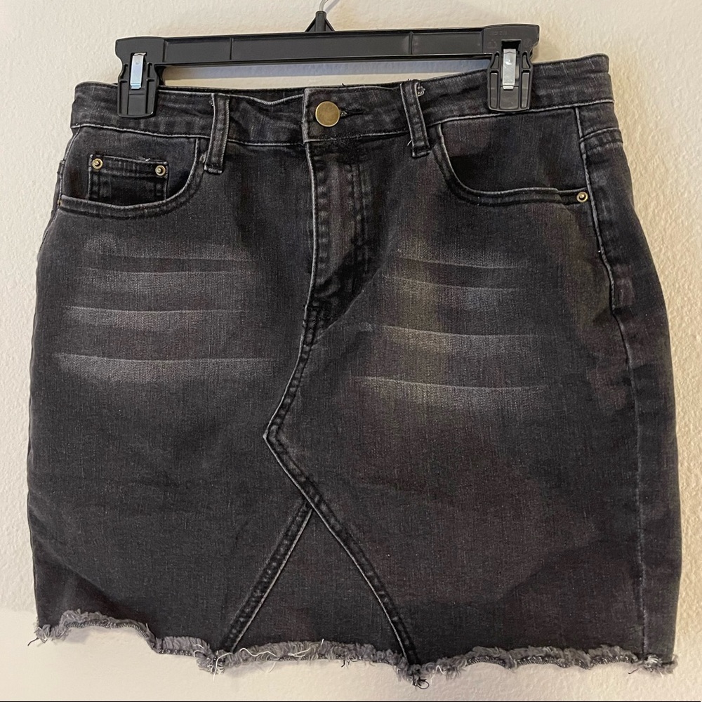 Just Quella Black Distressed Jean Skirt